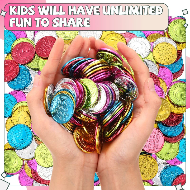 Zubebe 800 Pcs Behavior Tokens Bulk Caught being Good Incentive Coins Reward Behavior Tokens for Kids Colorful Plastic Coins School Teacher Reward and Prize Supplies Reward Play Counting Party Favors - Image 4